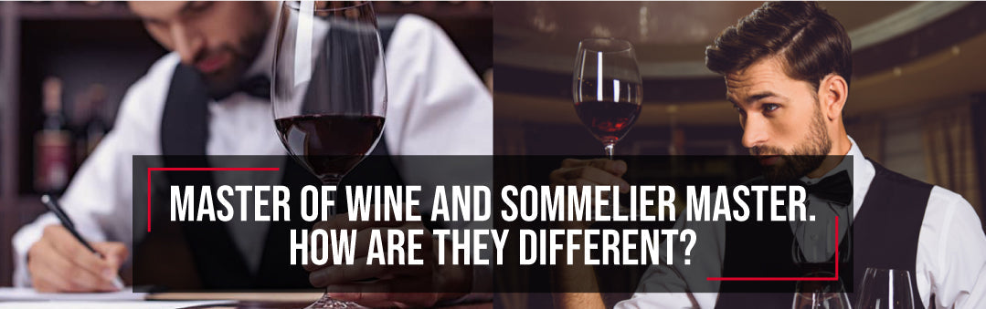 Two sommeliers tasting and taking notes on red wine, with the title Master of Wine and Sommelier Master, how are they different